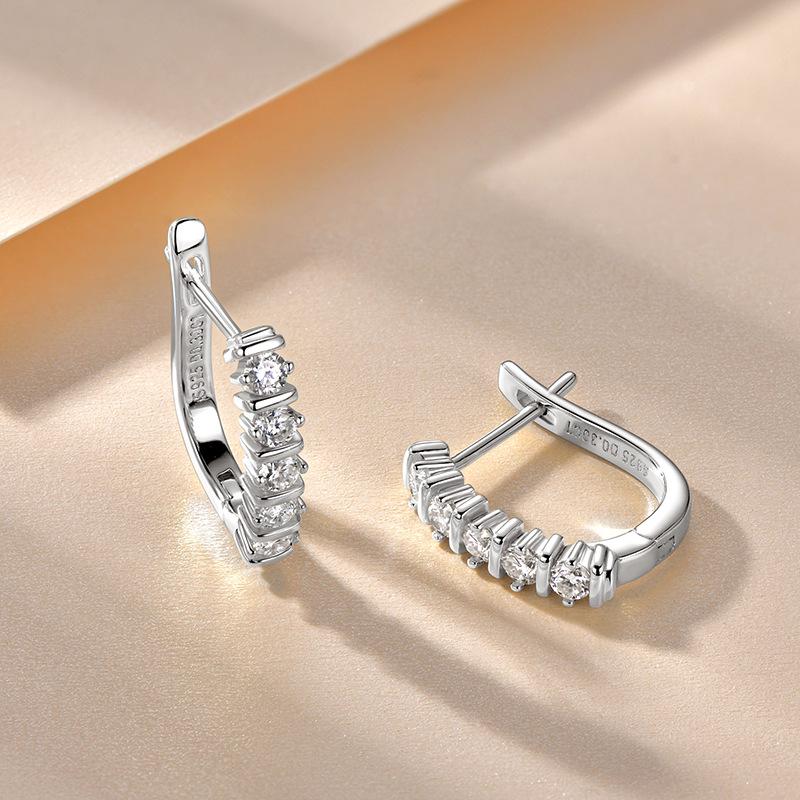 Moissanite Stud Earrings in D Color with High-End Micro-Pave Design, S925 Silver.