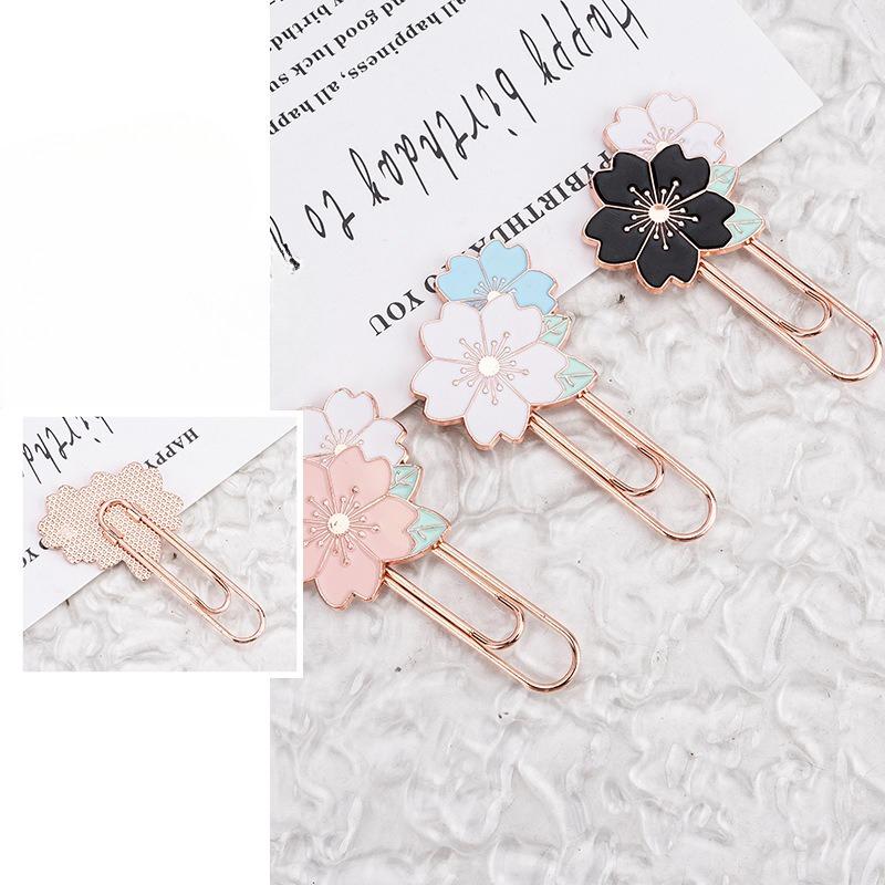 Kirschblüten Büroklammern, Schüler-Anstecknadeln, Buchhalter, Metall-Büroklammern, Dekorative Halter für Schülernotizbücher