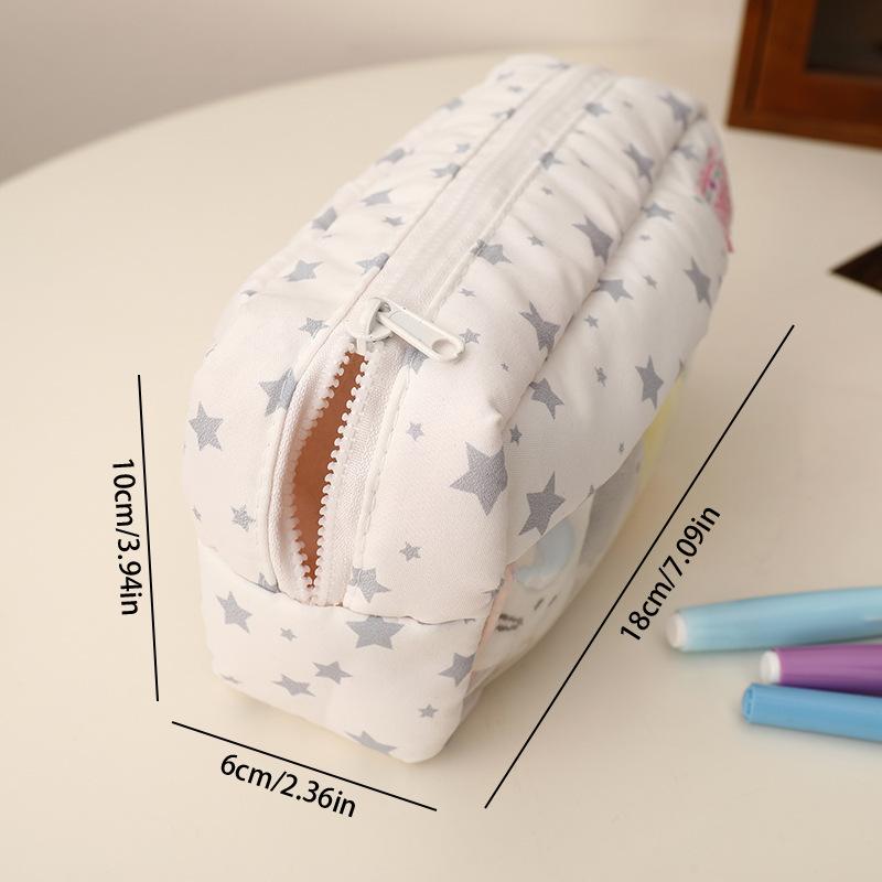 Causal Cute Pencil Case Tranpsarent Windows Badge Pin Displaying Stationery Organizer Large Capacity Pen Bag Back To School