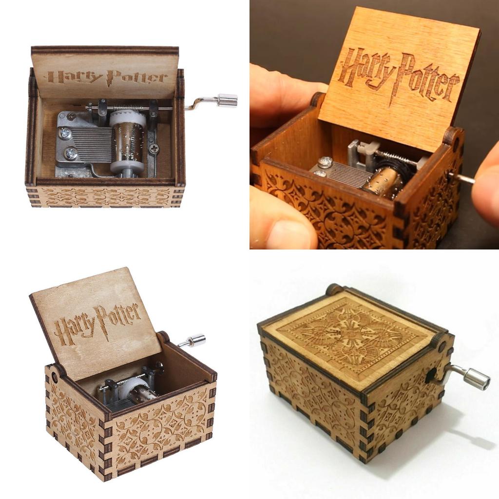 Harry Potter Engraved Wooden Music Box Vintage Storage Box Design