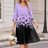 Women's Floral Print V-Neck Casual 3/4 Sleeve Dress