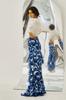 Greedius Blue Logo Floor-Length Ruffle Skirt