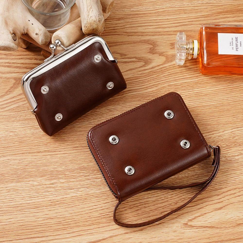 New PU Leather Women Short Wallet with Strap Hasp Design Coin Purse Large Capacity Slim Small Wallet Women Girls