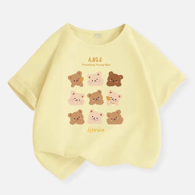 

Летняя детская повседневная футболка с милым медведем из мультфильма Футболка для мальчиков Одежда для мальчиков Футболки из хлопка с принтом Детская одежда 3T(100cm)