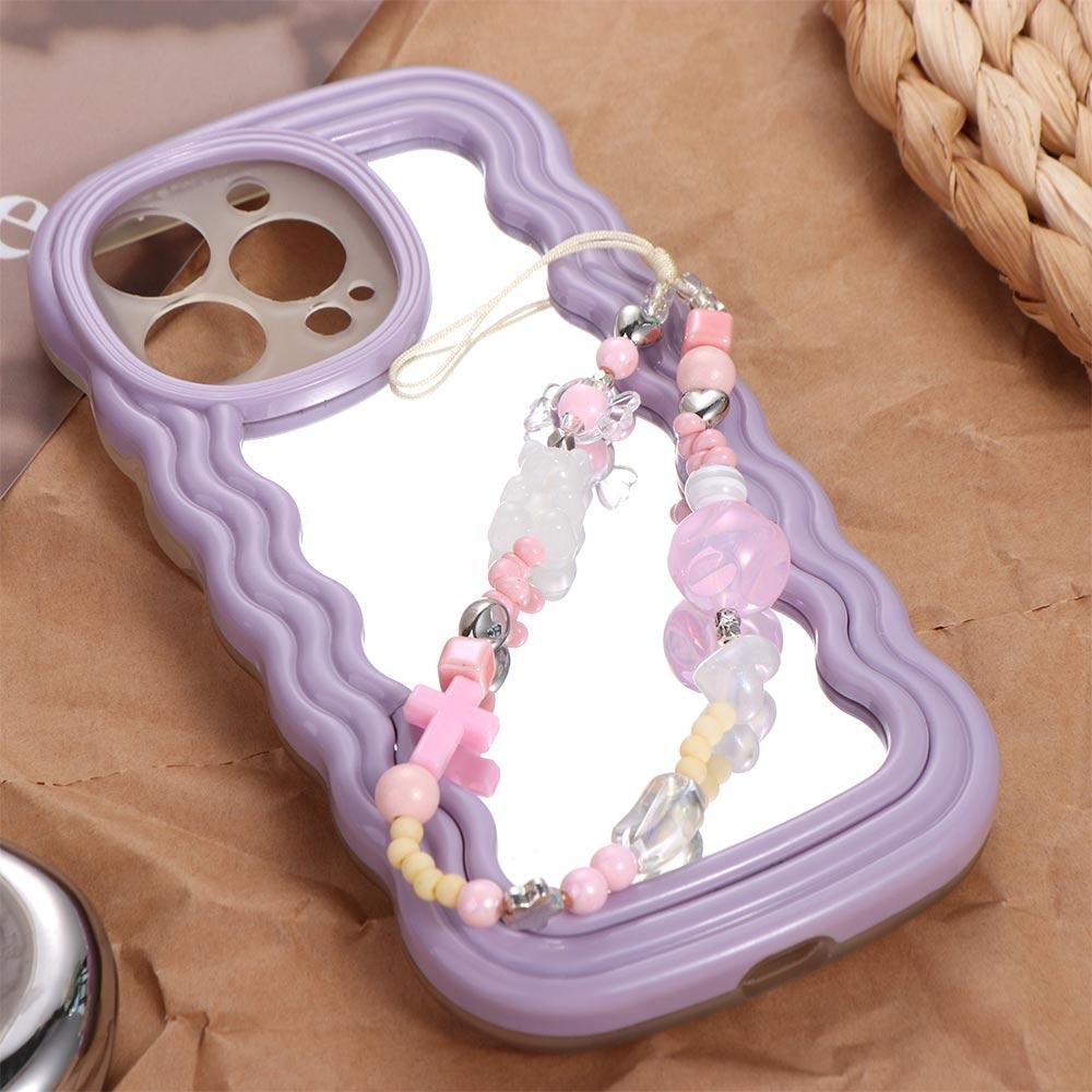 Y2K Silver Phone Lanyard Sweet Girl Beads Phone Chain Cell Phone Strap  Bracelet Keychain