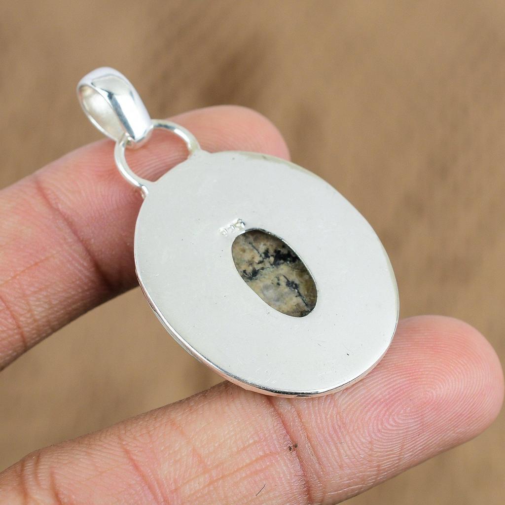 Pingente de Pedra Preciosa Unakita Natural Prata de Lei 925 Joias Indianas Para Meninas