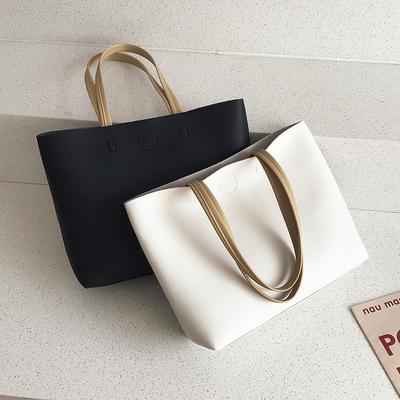 Women Fashion PU Leather Shoulder Bags Large Capacity Female Casual Totes Bag Lady Simple Solid Shopping Handbag