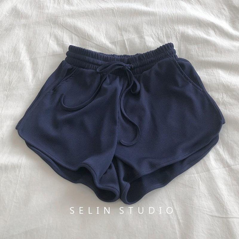 

Plus Size 3XL Ice Silk Sports Shorts for Women - Summer Slimming Home Pajamas & Cover Flesh Hot Pants L (100-110 jin) синий
