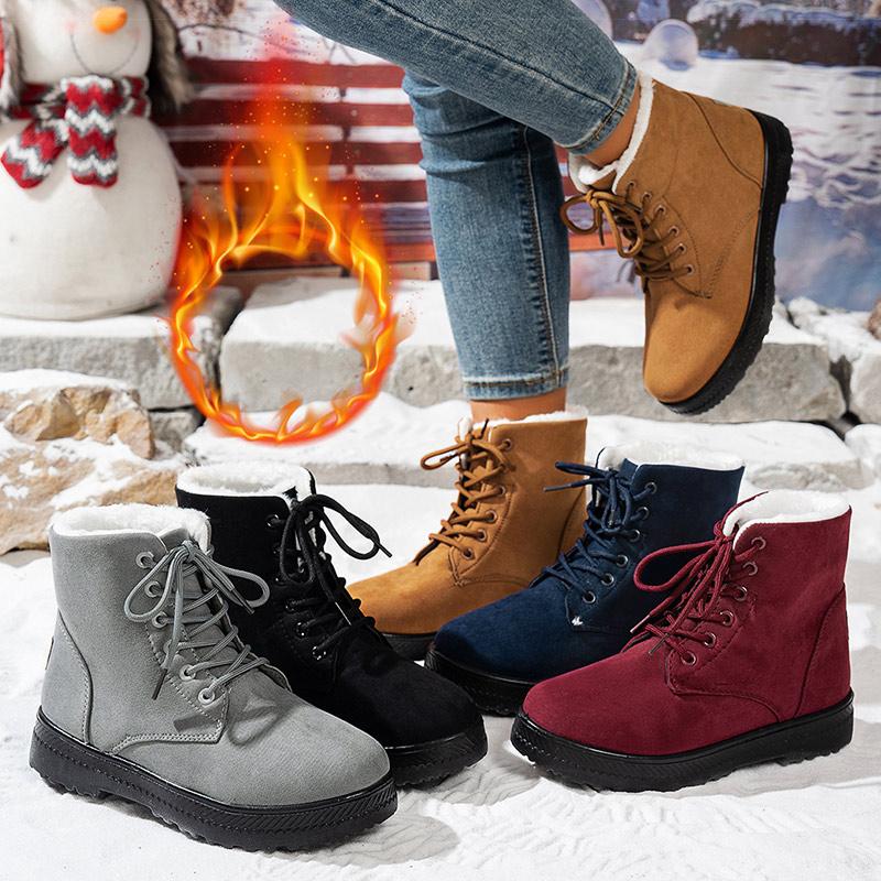 Women's Boots Classics Women Winter Boots With Fur Warm Booties Winter Shoes Woman Snow Boots Ankle Rubber Black Botas Mujer