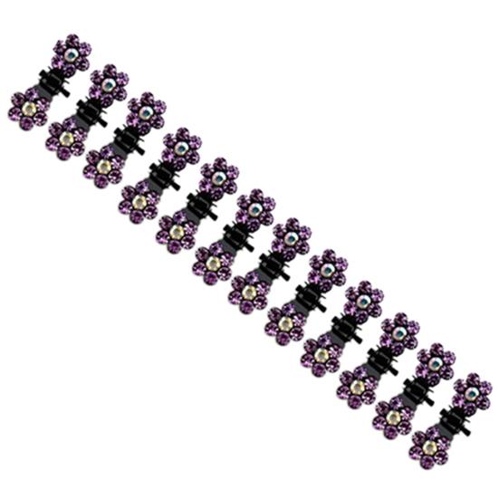 12 Pcs Bride Crystal Flower Mini Hair Claw Clamp Hair Clip Pin Hair Accessory