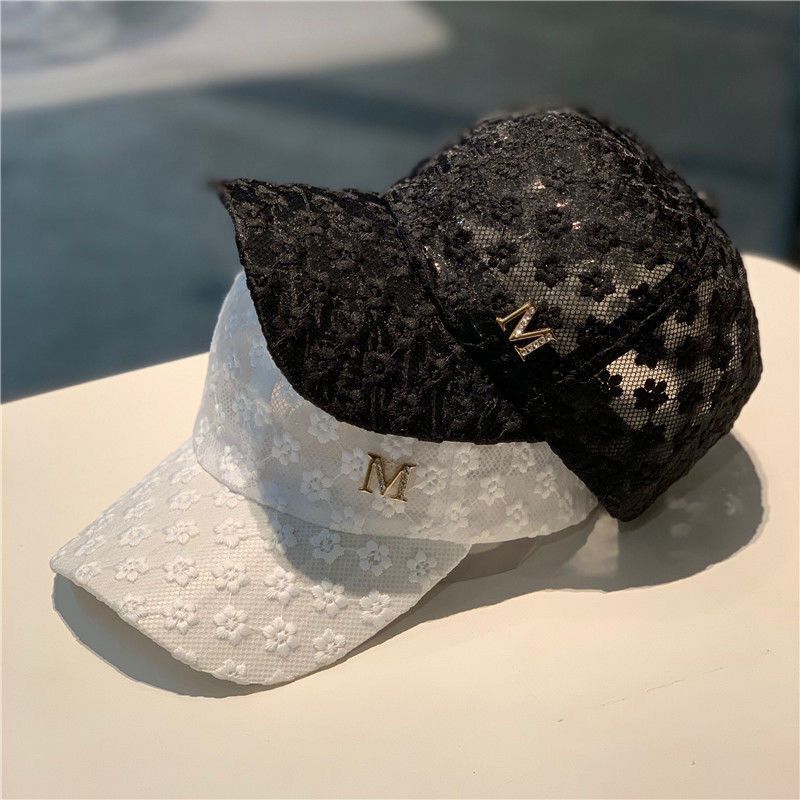 New summer hat women's fashion rhinestone hollow lace baseball cap thin breathable sunscreen visor cap cap