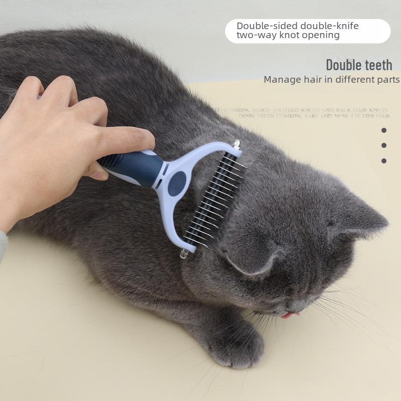 Double-Sided Pet Comb for Detangling and Hair Removal - Ideal for Long-Haired Dogs and Cats