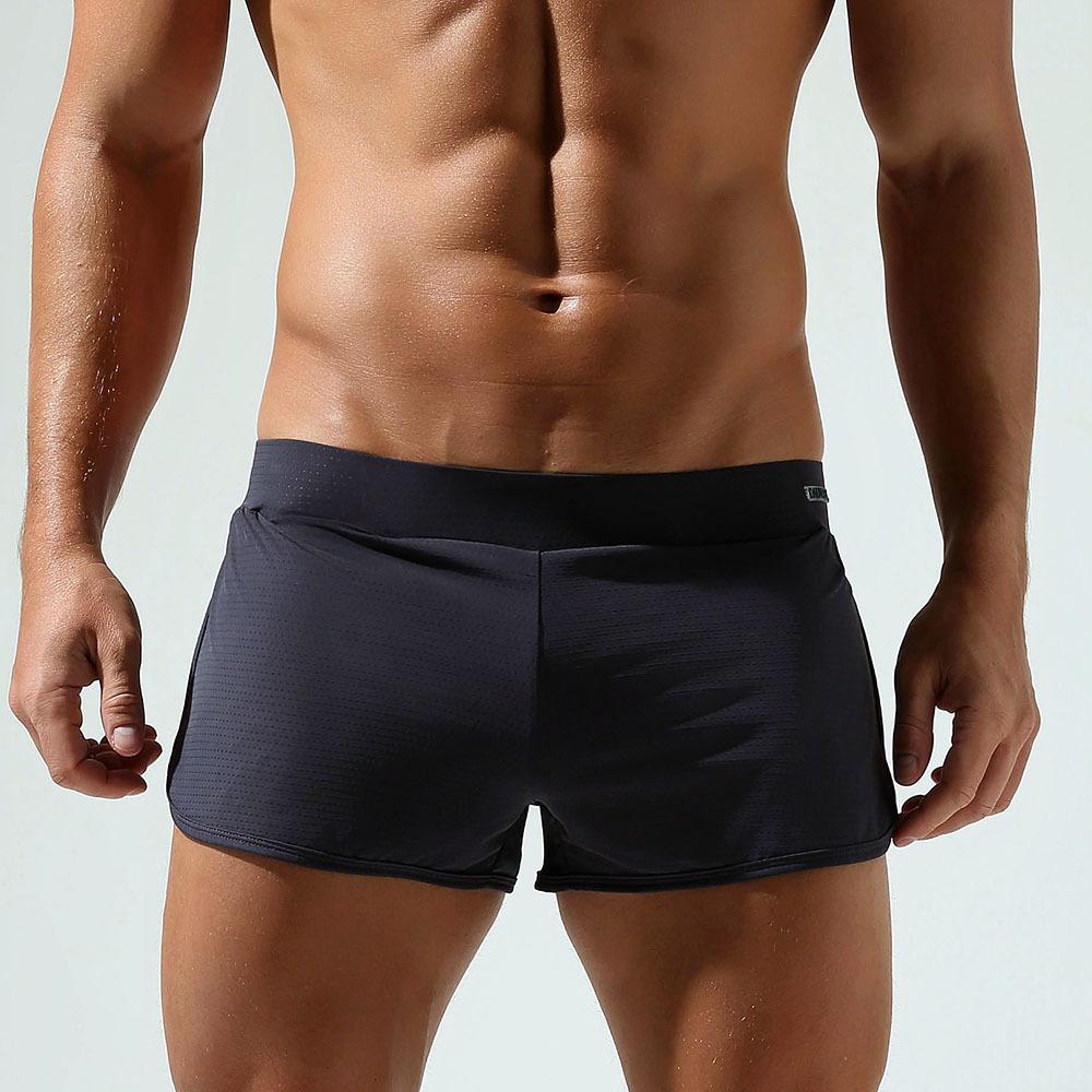 Men's Low Rise Loose Fit Shorts Olid Color Mesh Quick Dry Short Pants Breathable Comfort Sexy Lounge Home Underpants