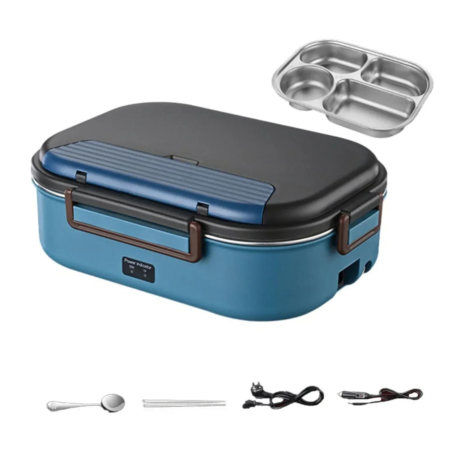 

Портативный электрический подогреваемый ланч-бокс для дома, автомобиля, офиса, рисоварка из нержавеющей стали 304, подогреватель пищи, контейнер для еды Bento AU королевский синий