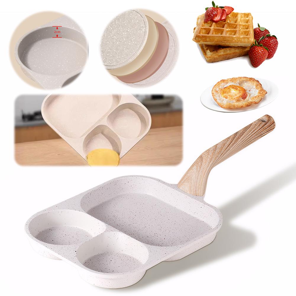 3 In 1 Egg Frying Pan for Breakfast Pancake Burger Sandwiches Nonstick Easy Clean Pancake Pan for Gas Stove & Induction Cooker