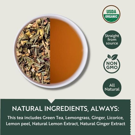 Luxmi Estates Citrus Sky Lemongrass Ginger Green Tea - 100gm Tin Loose Leaf | Certified Organic Darjeeling | Natural Lemon Balm Tea