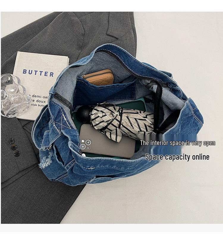 2024 Women's Large Capacity Denim Tote - Casual Shoulder Crossbody Bag for Everyday Use