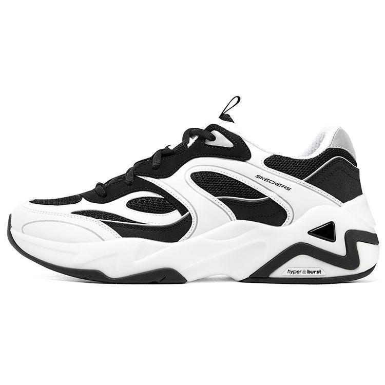 Skechers DLites Hyper Burst Bubble Panda Shoes Men Sneakers Black White 232425-WBK 39.5