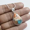 Oyster Copper Turquoise Pendant: Teardrop 925 Sterling Silver Necklace