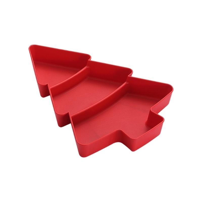 Holiday Party Serving Dish Plastic Christmas Tree Candy Tray With 6 Section for Snacks and Nut