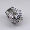 Stylish Three Row Diamond Rings for Women High Quality Rhodium Plated Wedding Bands Unisex Romantic Gift
