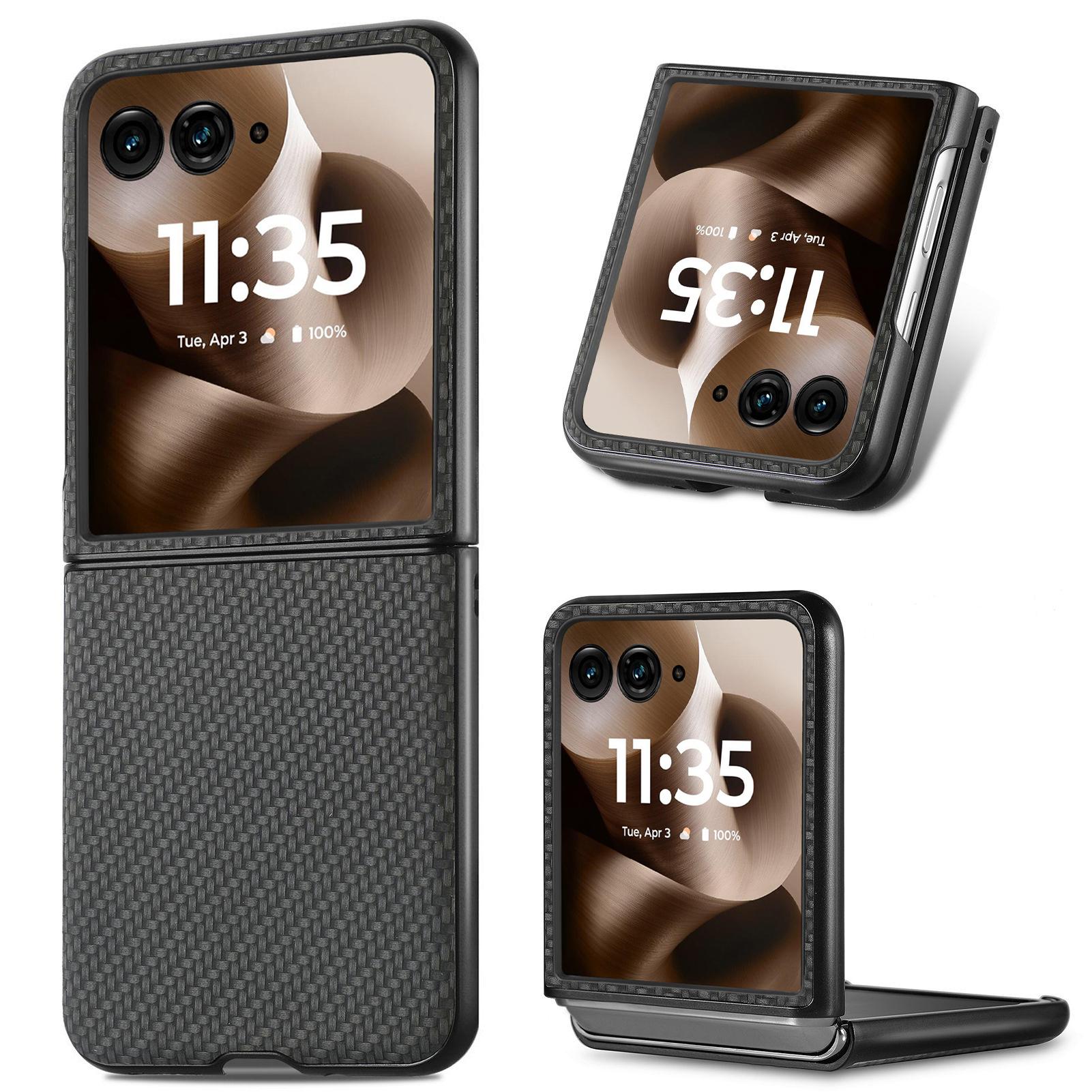

Для Motorola Razr 60 Ultra 5G Чохол Текстура вуглецевого волокна PU+PC+TPU Задня кришка телефону Black