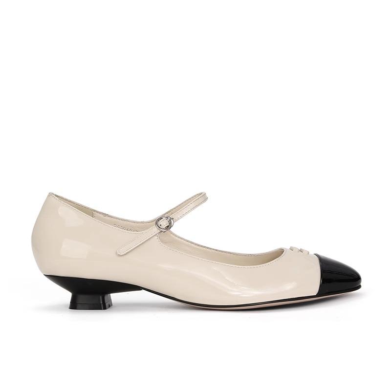 

Cowhide version~ Genuine leather color matching pointed head light mouth one-word buckle with versatile Mary Jane shoes women s single shoes 40