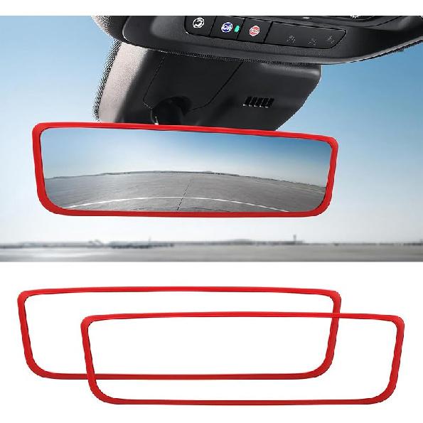 Car Rear View Mirror Protector Frame, Silicone Auto Rearview Edge Protection Cover Compatible with Model 3 Model Y, Interior Rear View Trim Frame