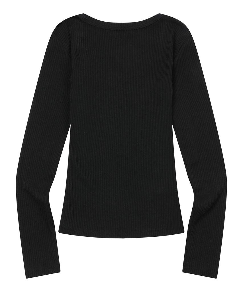 MUCENT Era U-Neck Ribbed Long Sleeve Tee (6 Colors)