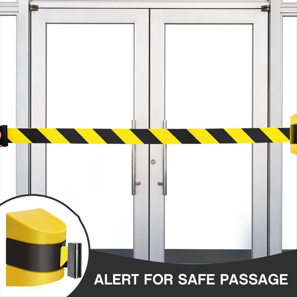 Telescopic Belt Wall Mount Caution Belt Yellow Black Striped Safety Cordon  Crowd Control