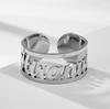 Fashion Custom Name Rings For Men Women Personalized Hollow Stainless Steel Name Ring Jewelry Mother's Day Christmas  Gifts