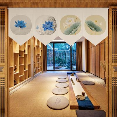 Chinese Ink Style Antique Pennant Curtain Teahouse Short Curtain Kitchen Partition Triangle Flag Room Hanging Half Curtain Noren