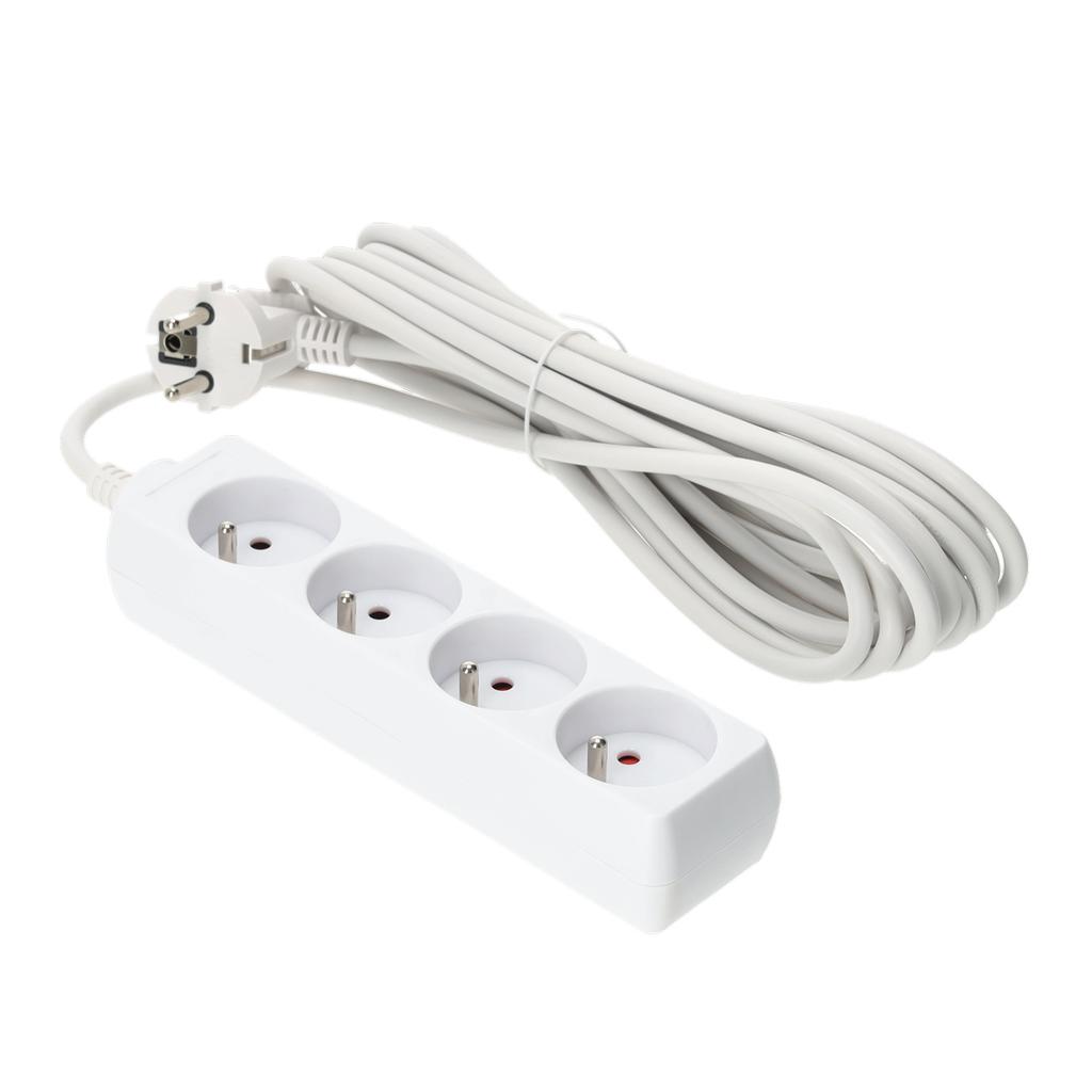 Home extension cord, 4 sockets, 5 , with grounding, white