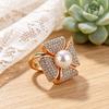 Scarf Clip Rhinestone Geometric Ring, Sparkling Elegant Faux Pearl Holder, Holder Decorative Women Wrap for Neckerchiefs Scarves Shawls Shirts Ring