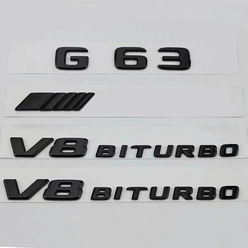 Glossy Black Car Rear Trunk Letters Badge Emblem Logo Sticker For Mercedes-Benz G63 AMG W463 W464 G 63 V8 BITURBO Accessories TN2