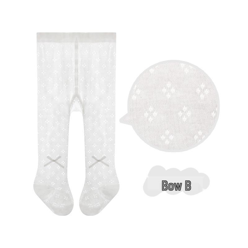 Girls' Ultra-Thin Mesh Breathable Baby Leggings with Bow