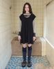 Phased Pintuck Waffle Flare Dress_Navy