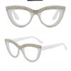 Men Anti Blue Light Far Sight Eyeglasses Cat Eye Diamond Studded Reading Glasses Women Presbyopia Glasses
