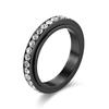 Stainless Steel Cubic Zirconia Rotatable Chain Couple Rings Anti Stress Anxiety Fidget Spinner Ring Wedding Band Knuckle Jewelry