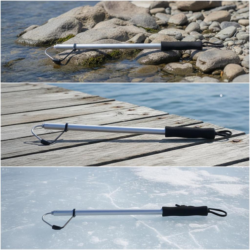 Aquatic Hook Tool Stainless Steel Telescopic Fishing Gaff with Safeguarding