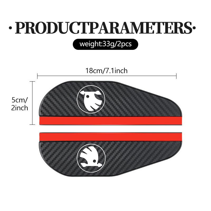AAAJD1 2PCS Carbon Fiber Car Rearview Mirror Rain Eyebrow Sticker For Skoda S Kodiaq Octavia 2 3 Yeti Karoq Rapid Fabia VII VRS