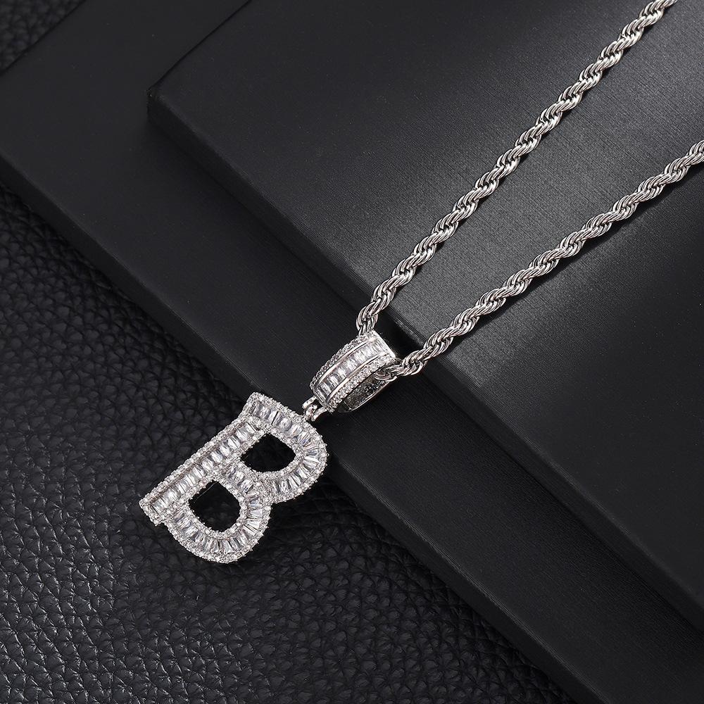 Hip Hop Letter Pendant Zircon Necklace Popular Instagram Personalized Accessory Niche Design Men's and Women's Pendant Necklace