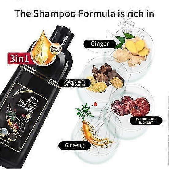 100ML 3-in-1 Hair Color Shampoo Ammonia-Free Herbal Ingredients Moisturising Protecting Hair Black Hair Dye