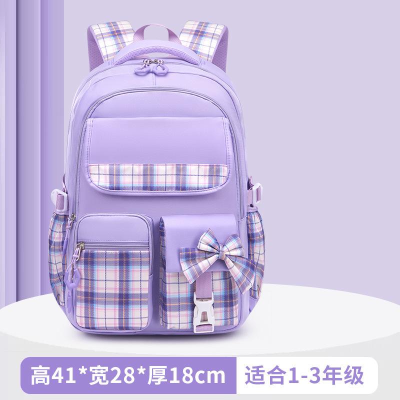 Schoolbag New Elementary School Bag Children's Bag for Grades 1-1 Ultra Light Burden Reduction Girls Bow Princess Backpack Large Capacity