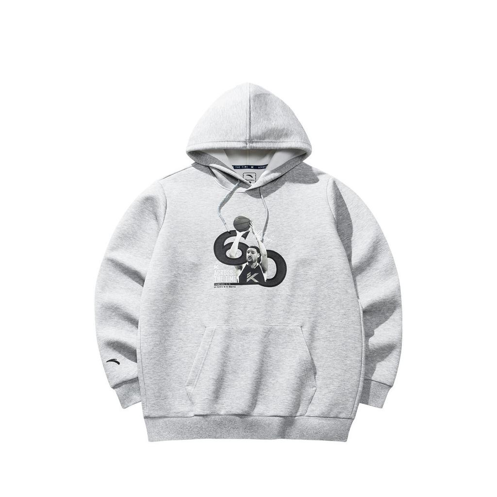 Anta KT Series Basketball Print Letter Hooded Comfortable Breathable Versatile Sports Sweatshirt Men Sweatshirt Gray Gray-Print 152441727-2
