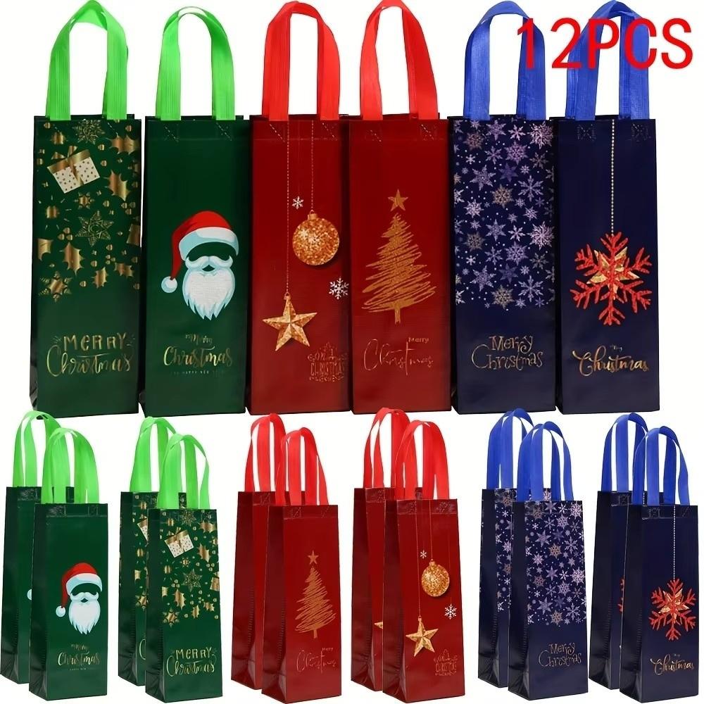 12pcs Non-Woven Christmas Wine Bottle Bag Drink Packaging Party Favor Bag Christmas Party