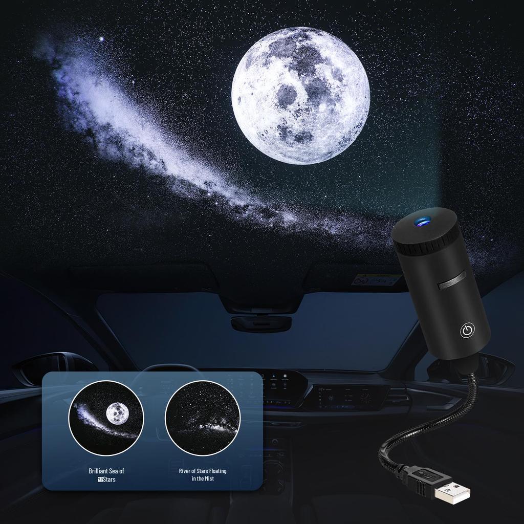 USB Starry Sky Roof Projector: Galaxy, Moon, and Star Replaceable Slides