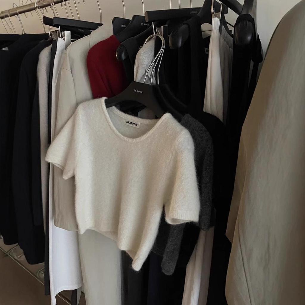Women's Slimming Short-Sleeve Wool Pullover - Chic Spring Fashion