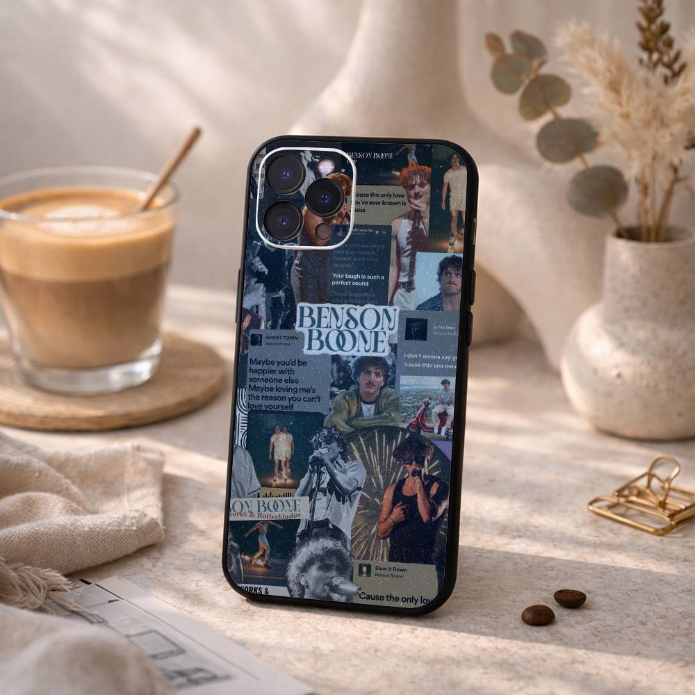 B-Benson American H-Heart Boone Phone Case For iPhone17 16 15 14 13 12 11 Pro Max Plus,5G Soft Black Case