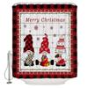 Christmas Gnomes Shower Curtain Set,Cute Winter Xmas Holiday Tree Buffalo Check Plaid Shower Curtains For Bathroom Decor,Hooks